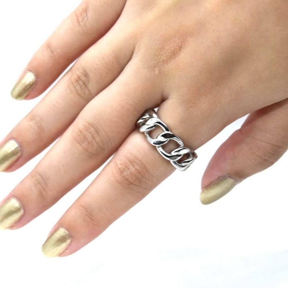 Sterling Silver Chain Ring - Picture 2 of 7